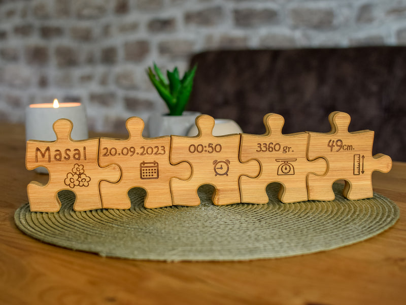 Puzzle - 5 Stück Individuelles Geschenk Geburt, Babygeschenk Geburt