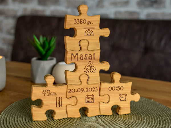 Puzzle - 5 Stück Individuelles Geschenk Geburt, Babygeschenk Geburt