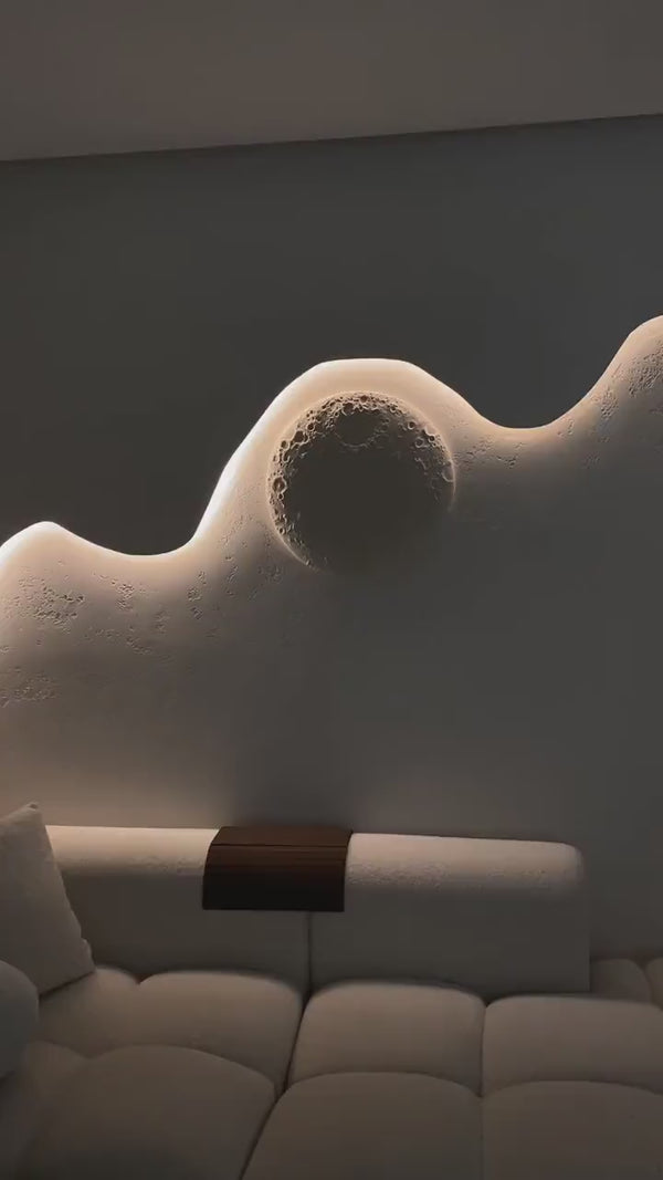 Mond aus Gips - 3D Relief Wanddekoration Exklusives Design